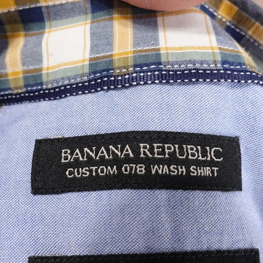 Banana Republic Shirt M Plaid Long Sleeve Button-Up Slim Fit Custom 078 Wash